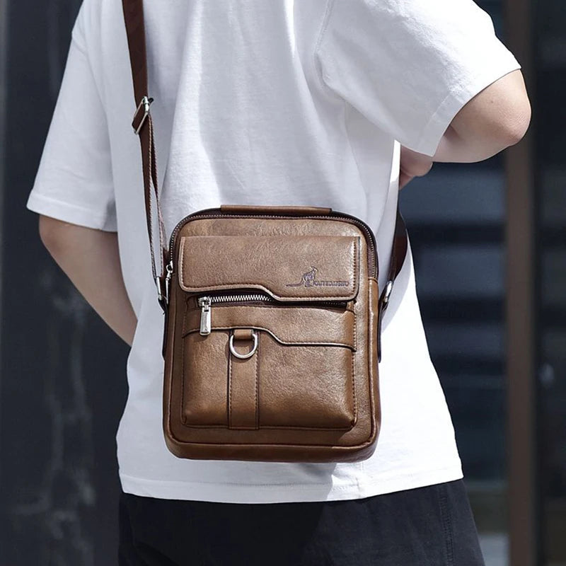 Vintage Leather Messenger Bag for Men – Classic Crossbody Shoulder Bag