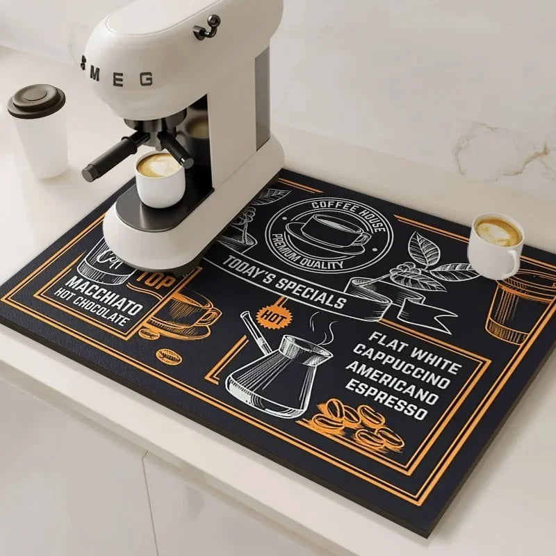 Fast-Drying Kitchen Absorbent Mat for Coffee Stations and Countertops