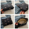 Embroidered Bow Makeup Bag with Large Capacity