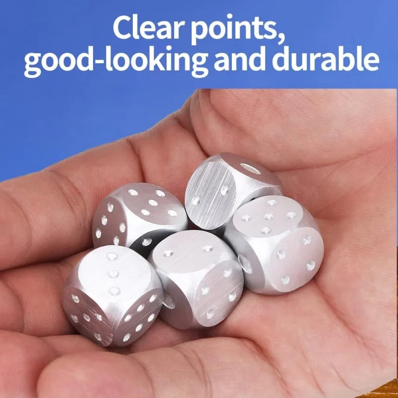 Precision Aluminum Alloy Dice Set – 5 Metal Dice with Storage Box