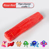 A set of 100 chenille pipe cleaners in various colors including rose red, red, tan, green, and blue.