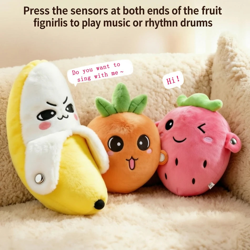 Interactive Musical Fruit Plush Toys with Touch-Activated Sounds