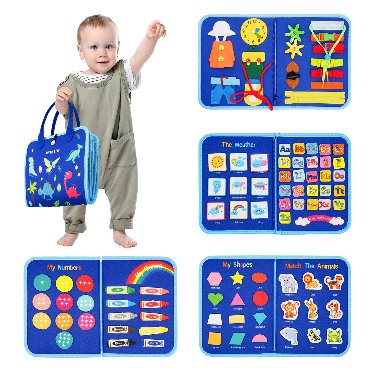 Montessori Busy Board – Dinosaur-Themed Sensory Learning Toy for Toddlers