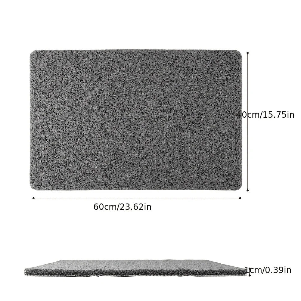 Gray rectangular bathroom floor mat with dimensions 60cm x 40cm.