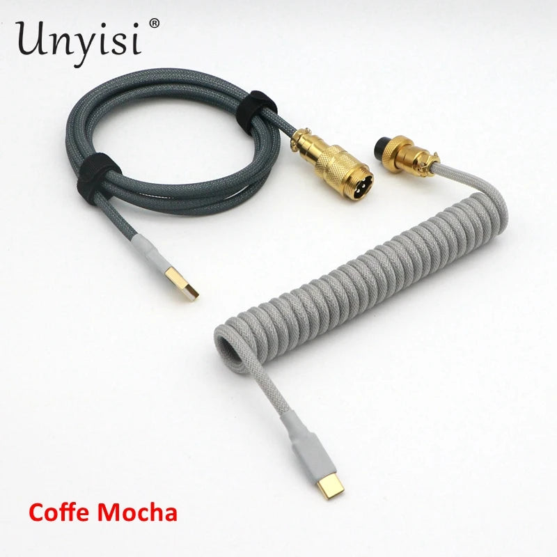 Handcrafted Coiled USB-A to Type-C Cable for Mechanical Keyboards