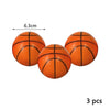 Three orange foam stress balls are shown with a measurement line indicating 6.3cm.