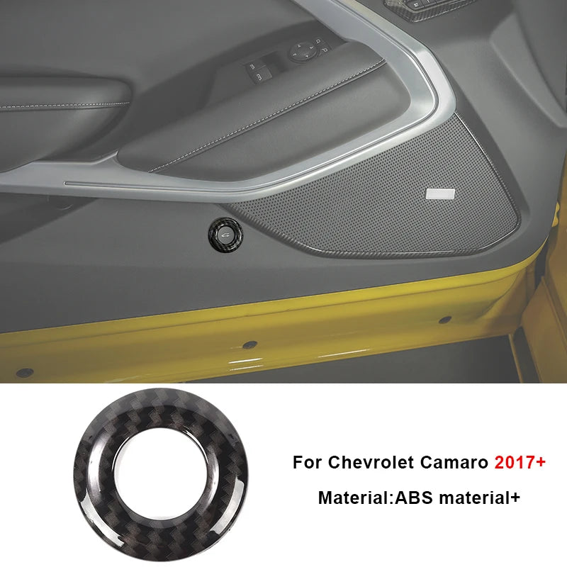 Carbon fiber interior trim kit for Chevrolet Camaro 2017+ featuring a textured plastic piece.