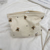 Corduroy Bear Print Makeup Bag – Large Capacity Cosmetic Organizer