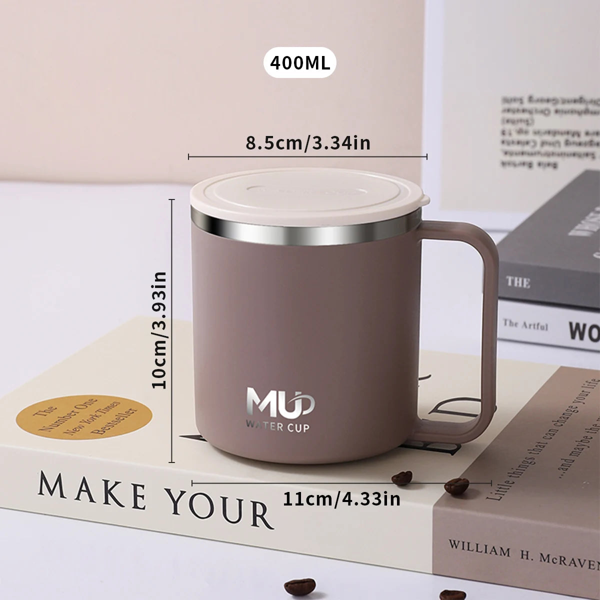 Tasse à Café en Acier Inoxydable 304 Isolée avec Couvercle