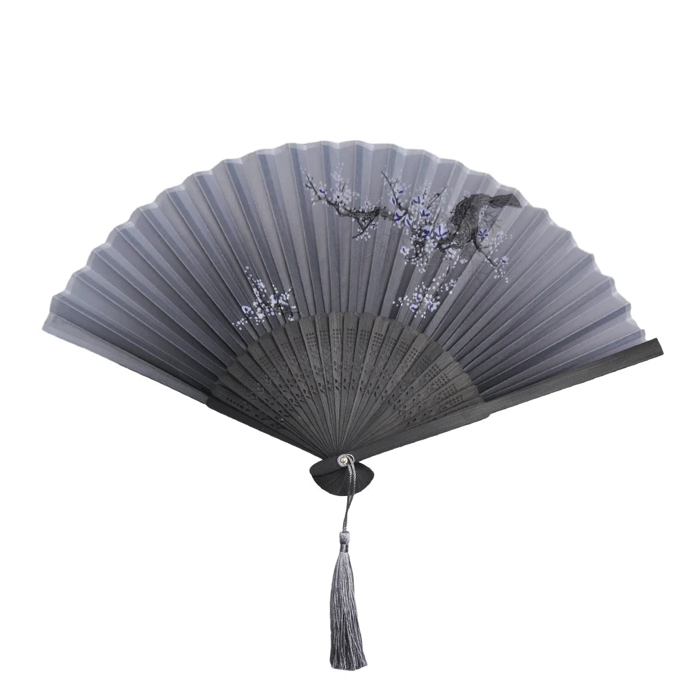 Traditional Folding Hand Fan with Bamboo Frame