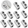 A set of ten stainless steel wire rope clamps shown in various views and angles.