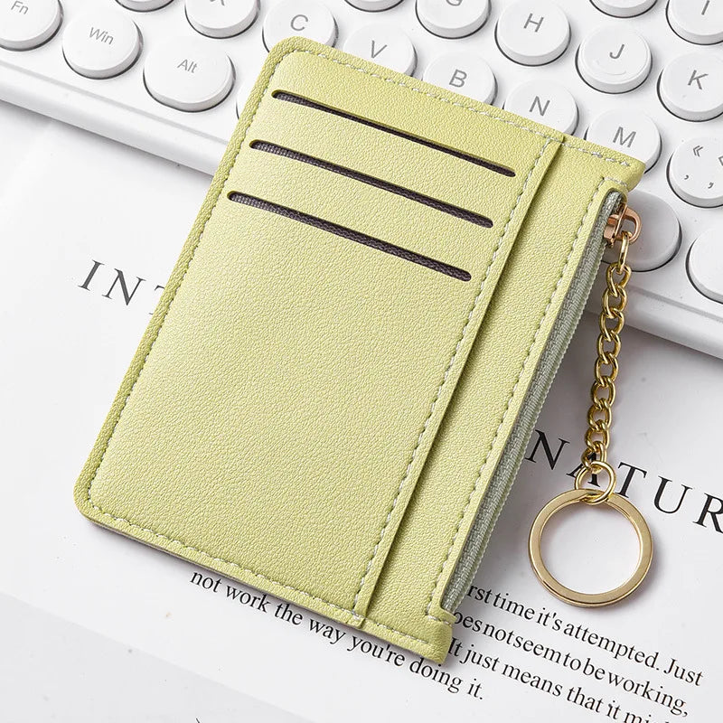 Slim Zippered Card Wallet for Women - Compact Multi-Slot Purse