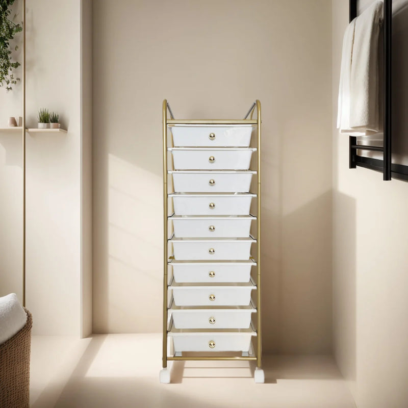 10-Drawer Rolling Storage Cart