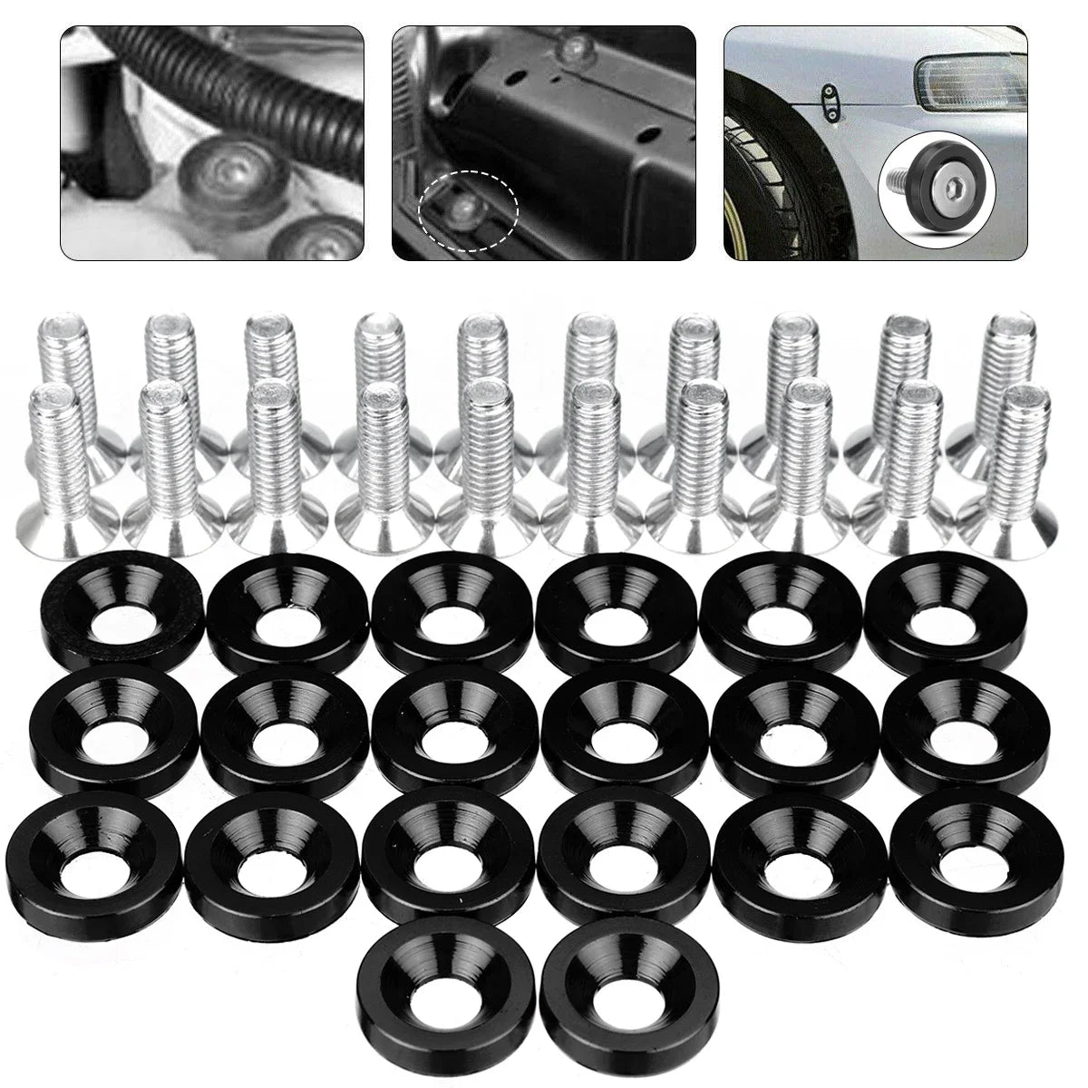 CNC Aluminum Fender Washer & Bolt Kit (M6) for Car Customization