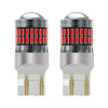 A pair of LED turn signal and reverse light bulbs with silver bases and red indicator lights.