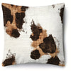 A square decorative pillowcase featuring a brown and black leopard print pattern on a white background.