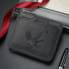 HOVIS Men's Slim Leather Wallet with Eagle Emboss and Zip Closure