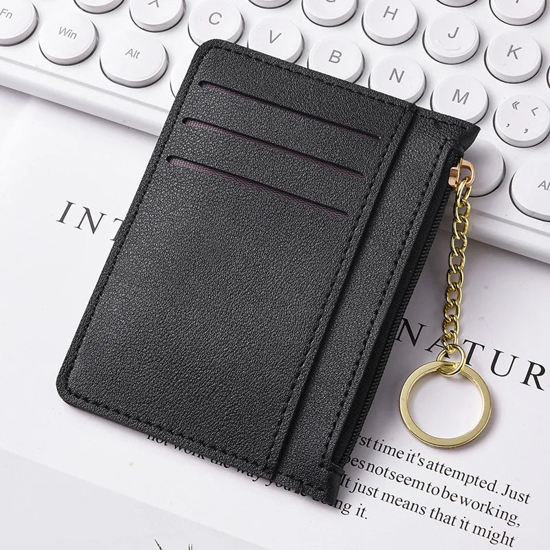 Slim Zippered Card Wallet for Women - Compact Multi-Slot Purse