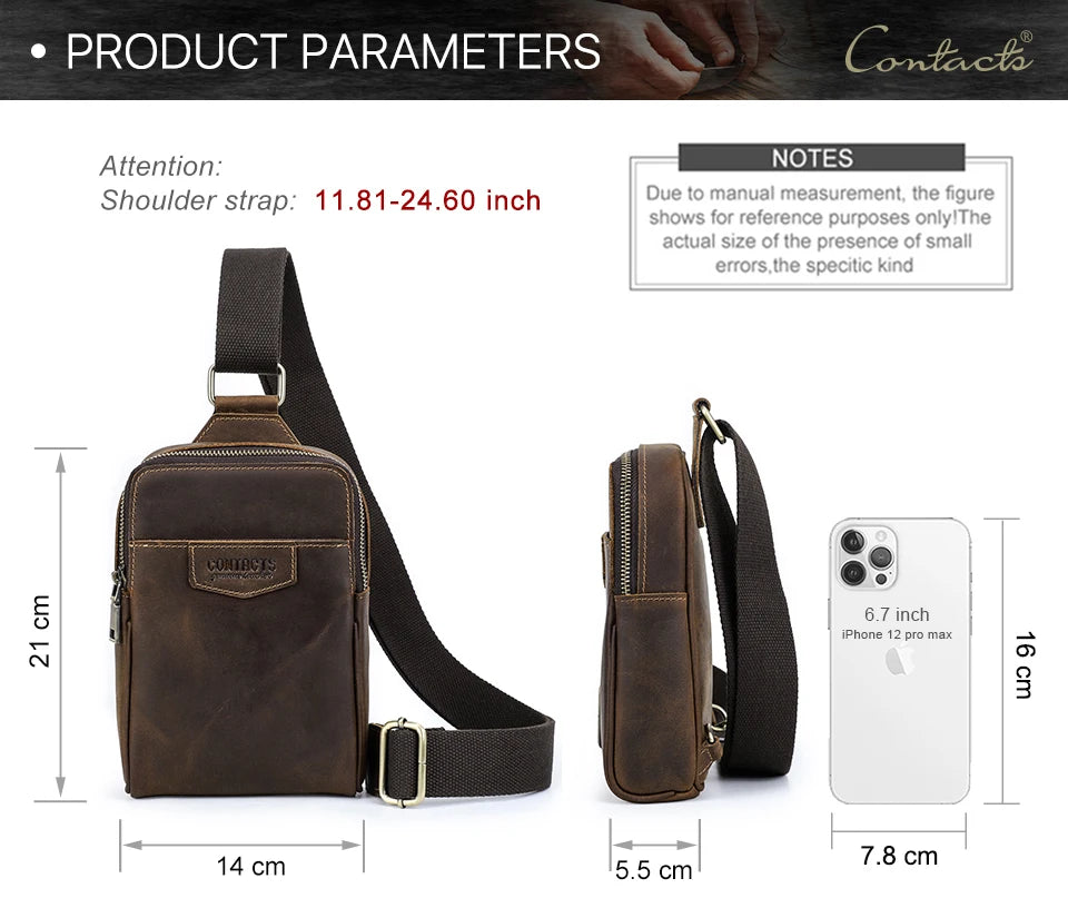 Genuine Leather Crossbody Sling Bag for Men
