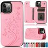 Butterfly Embossed Leather Wallet Case with Magnetic Flip Closure