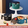 Portable Stainless Steel Noodle Bowl with Draining Lid