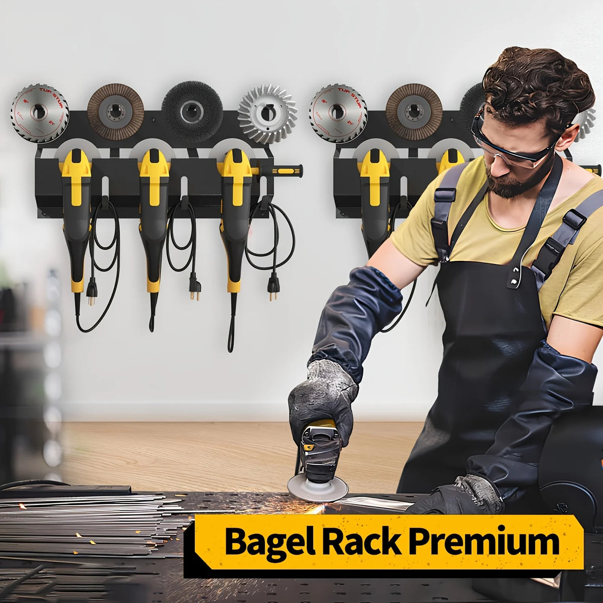 Heavy-Duty Wall-Mounted 3-Tier Tool Storage Rack