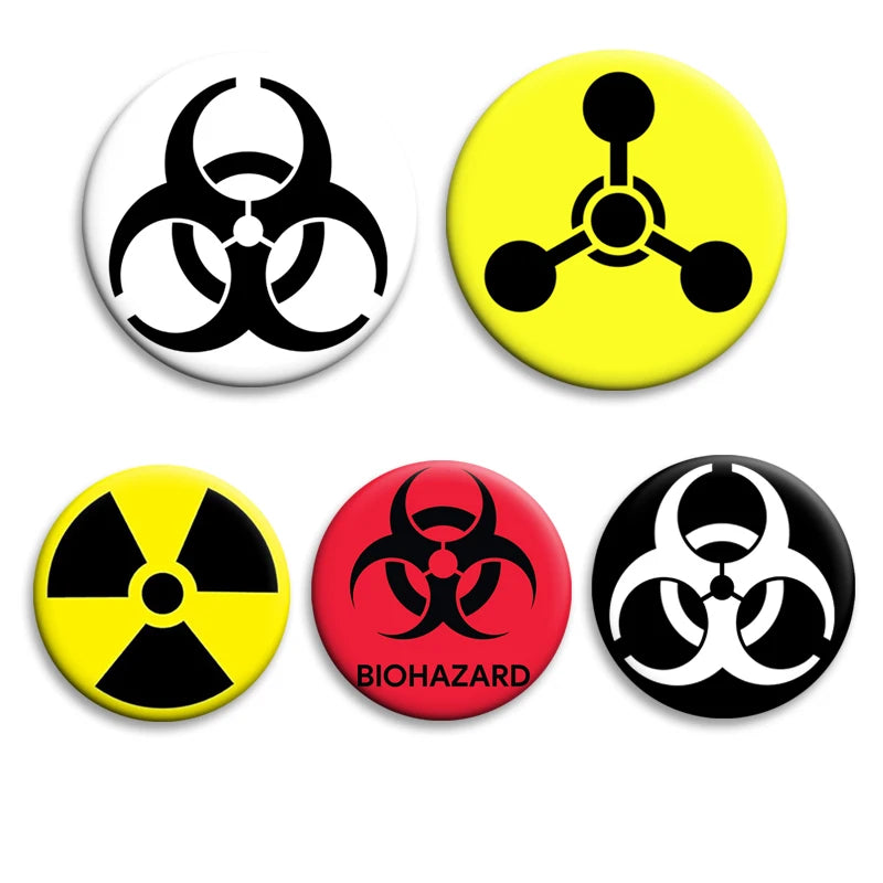 Biohazard Emblem Enamel Pin Set – Vintage Horror-Themed Brooch for Bags, Hats & Jackets