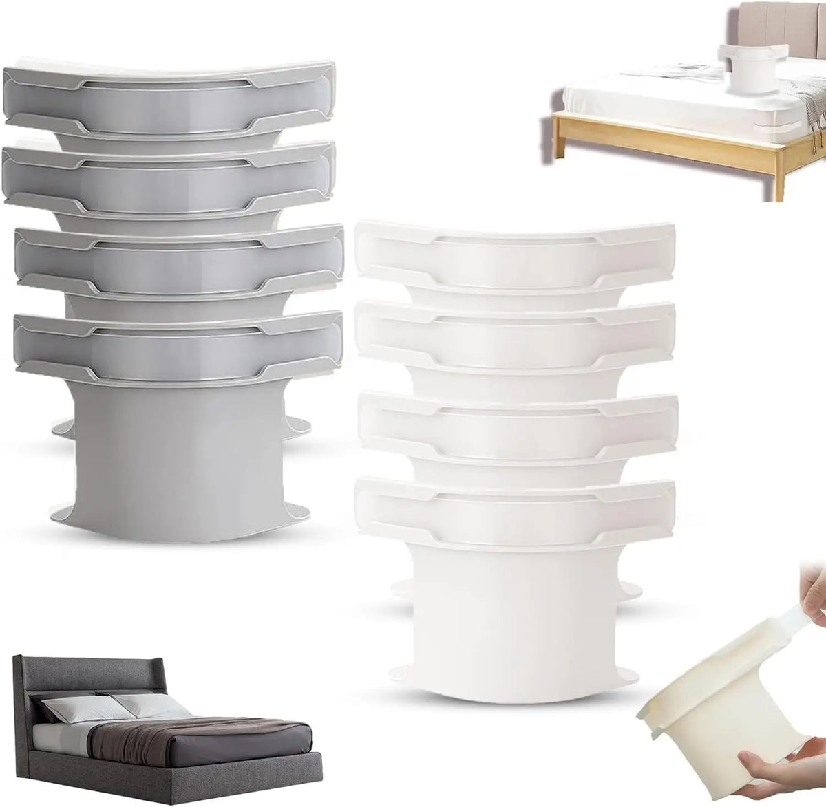 A set of white non-slip sheet fixing clips and straps for securing bedding.