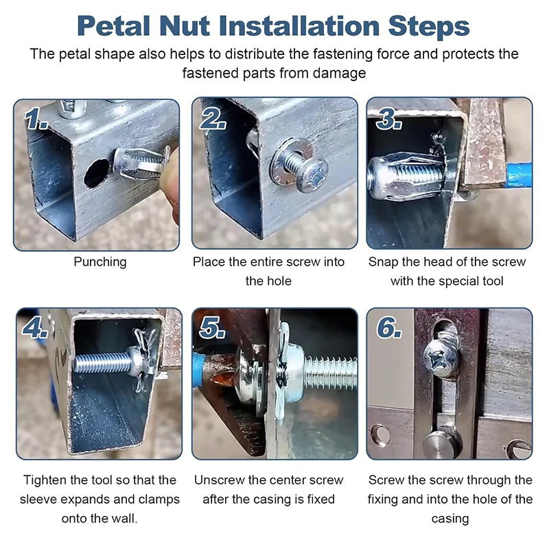 Self-Drilling Jack Nuts with Screws for Sheet Metal & Signage