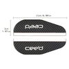 Matte black carbon fiber rain guard for car rearview mirrors, measuring 17cm long.