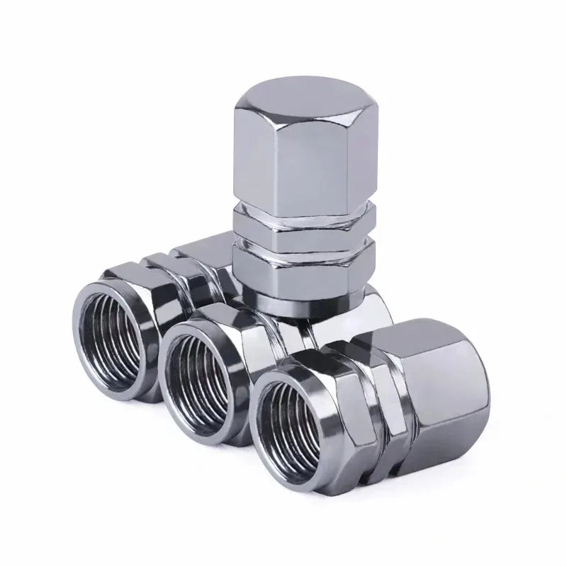 Silver aluminum alloy tire valve caps for various vehicles