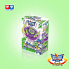 A box of AULDEY Infinity Nado Spin Force Battle Top with Launcher featuring a purple and green themed design.