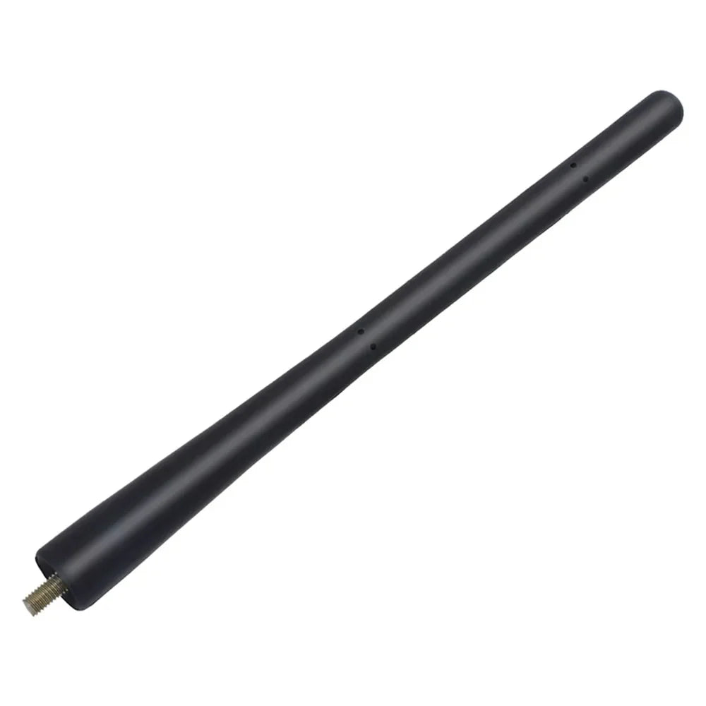 A black 7-inch metal car antenna for AM/FM radio reception.