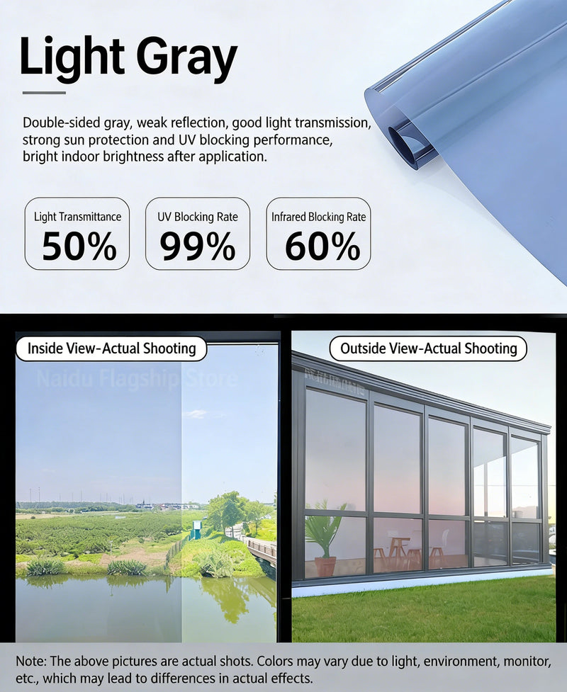 One-Way Mirror Window Film for Privacy & Heat Reduction