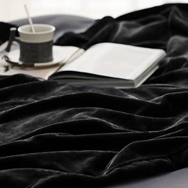 Black Microfiber Fleece Blanket