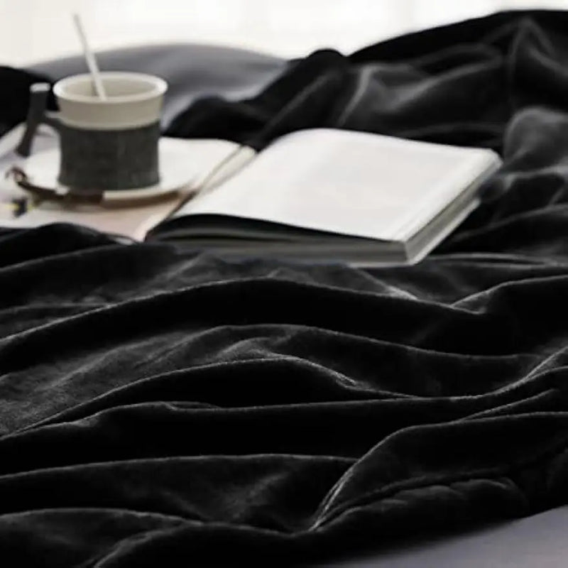 Black Microfiber Fleece Blanket
