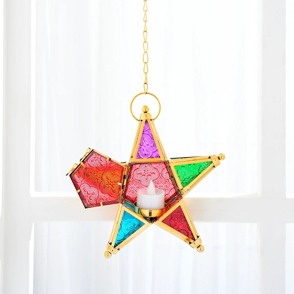 Forged Iron Star Hanging Candlestick