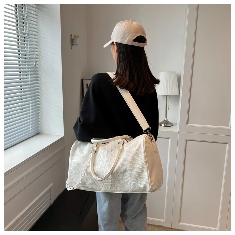 Crocodile Grain Large Capacity Travel Duffle Bag