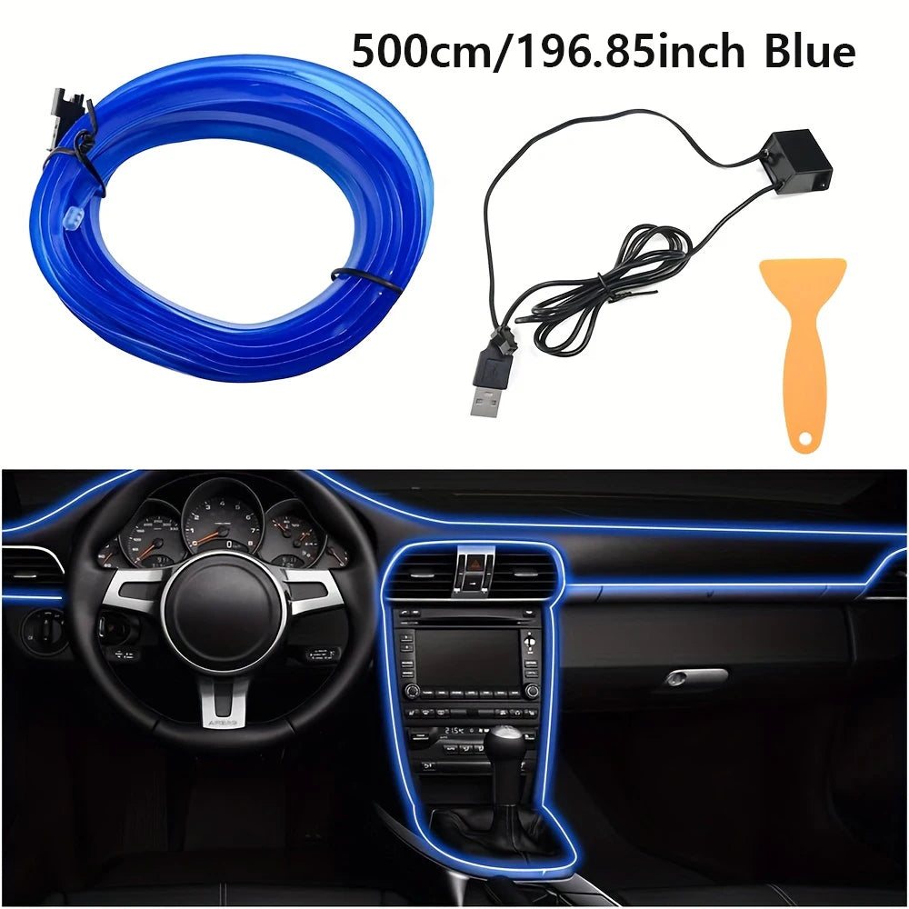 USB Powered EL Wire Ambient Light Strip for Car Interior