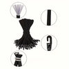 A set of heavy-duty black elastic tie-down straps and hooks shown in various views.
