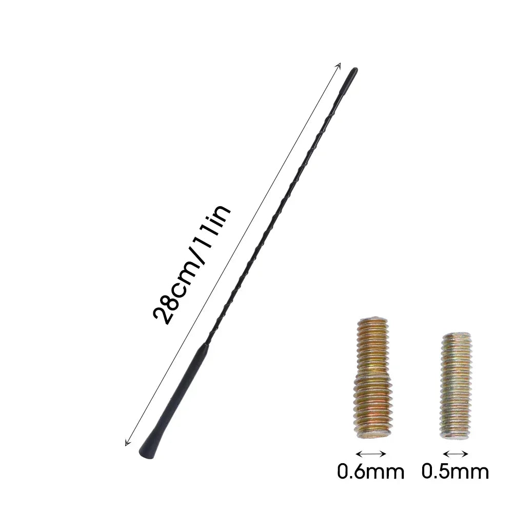 Compact Black Car Radio Antenna with Adapter Screws