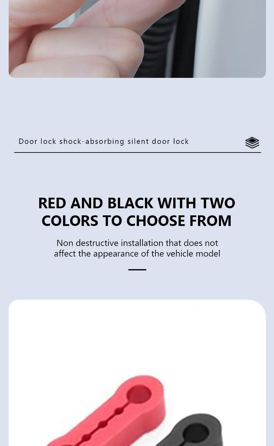 Red and black silicone door lock pads for shock-absorbing silent door locks
