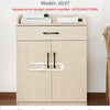 A light wood cabinet lock featuring a u-shaped design and a slide lock mechanism.