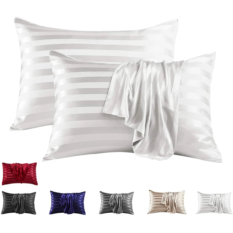 Luxurious Satin Stripe Pillowcase with Envelope Closure
