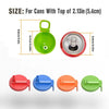 Reusable silicone can lid with straw shown in red, blue, orange, and green colors.