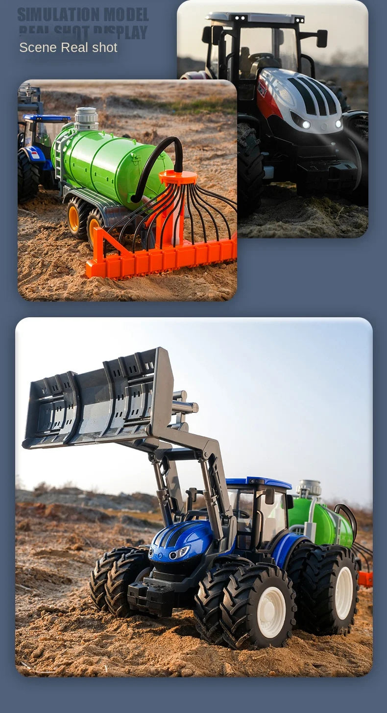 Remote-Controlled Farm Tractor Toy with Realistic Engineering Details