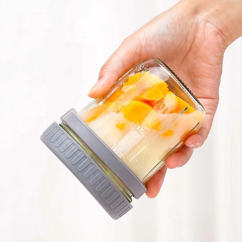 Glass Overnight Oats Container with Lid and Spoon