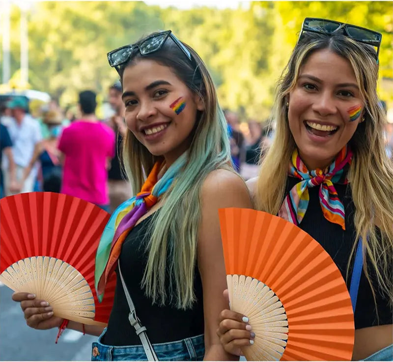 Classic Bamboo Folding Fan with Blank Canvas Design