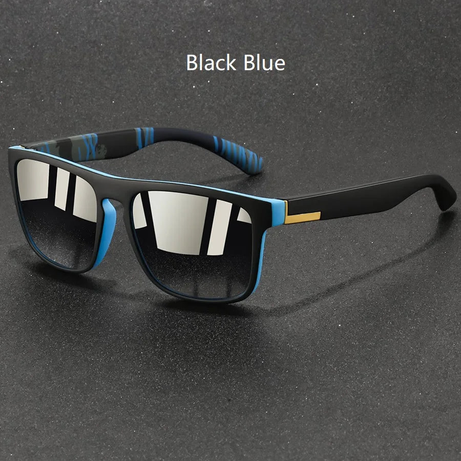 Gafas cuadradas vintage negro y azul con marcos negros y detalles azules