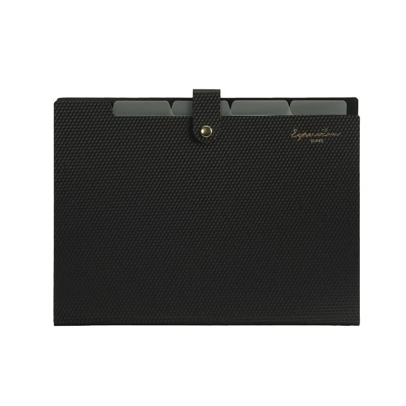 Black 5-Pocket Accordion Document Folder for A4 Papers